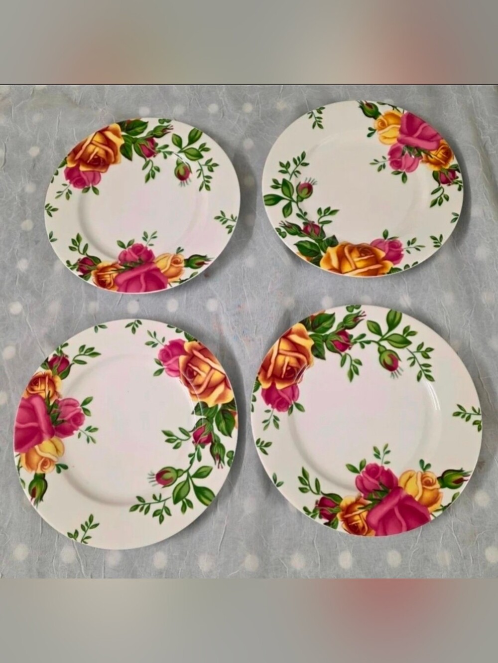 Royal Albert Country Rose Salad Dessert Plate  Set